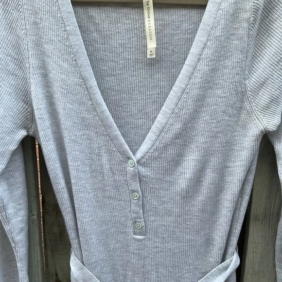 Babaton Aritzia Grey Henley Merino Wool Blend Sweater Dress XL - Picture 8 of 9